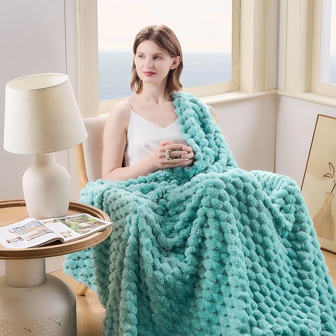 NEWCOSPLAY Fleece Clouds Cozy Throw Blanket for Couch, Sage Green, 50"x60" | Premium Silky Flannel Blanket, Soft Lightweight Fluffy Throw Blanket for Bed Sofa Decor, Gift for All Season Use