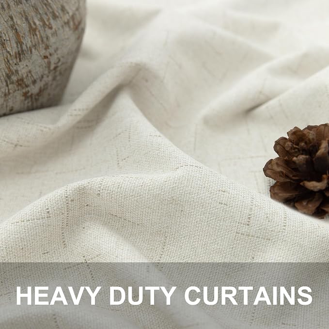 Extra Wide 100 Inch Width Linen Blackout Curtain 84 Inches Long 1 Panel Thick Linen Textured 100% Black Out Living Room Patio Sliding Door Drape Cream Ivory W100 x L84 Length One Panel Back Tab Pocket