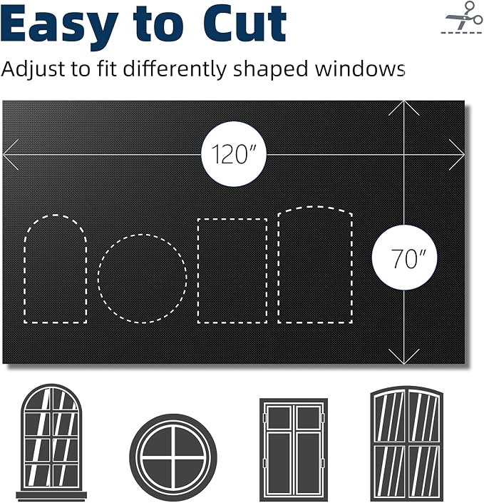 NIGHTON Portable Blackout Curtains 120"×70", Strong Hook and Loop Tape Strips with Adhesive, Cuttable Blackout Window Cover, 100% Black Out Material Blinds for Baby Nursery or Travel - Black Ⅰ