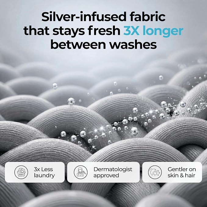 Silvery Silver Infused Bed Sheets Set - Ultra-Soft Temperature-Regulating Fabric with Self-Cleaning Technology™ that Stays Fresh 3X Longer for Hygienic Sleep