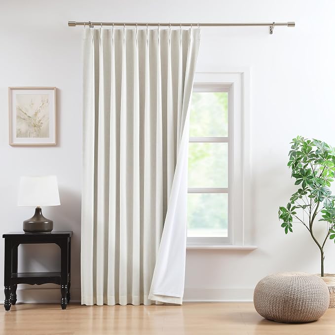 WEST LAKE Extra Long Natural Bailey Pinch Pleated Blackout Curtains | Modern Linen Blend Drapes with Backtabs Hooks,Thermal Insulated Window Treatment for Bedroom Living Room,60"Wx108"Lx1