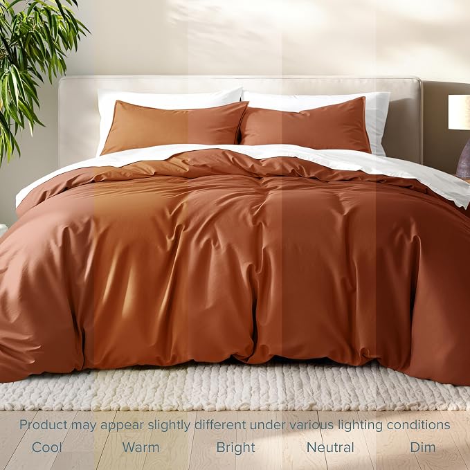 Bare Home Duvet Cover Set 1800 Ultra-Soft (Queen, Terracotta) | Lightweight, Cooling, Breathable, Premium 1800 Ultra-Soft, All-Season