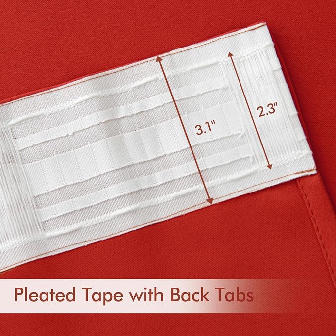 MIULEE Christmas Red Back Tab Blackout Curtains 52x84 Inch Length 2 Panels | Rod Pocket Pinch Pleated, Thermal Insulated, Room Darkening, Light Blocking, Privacy Curtains for Living Room Bedroom