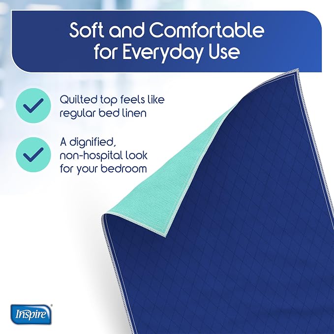 Inspire Waterproof Mattress Protector, 2 Pack - Dark Colored to Hide Stains, Extra Large 34 x 54, Quilted Bed Pad for Incontinence Washable, for Adults and Kids
