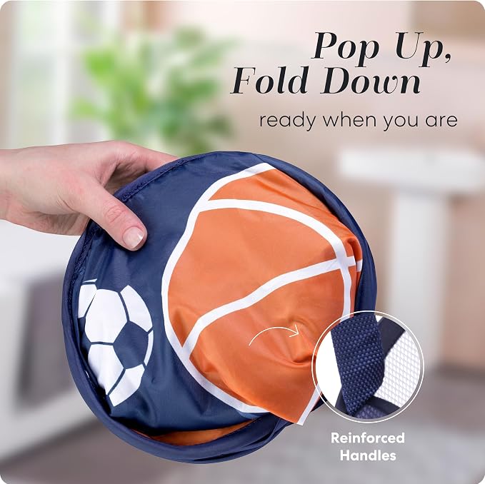 Handy Laundry Collapsible Mesh Pop Up Laundry Hamper with Side Pocket – Breathable, Space-Saving, Foldable Clothes Basket for Laundry, Storage, Travel, Dorm, Sports, 24 Inch