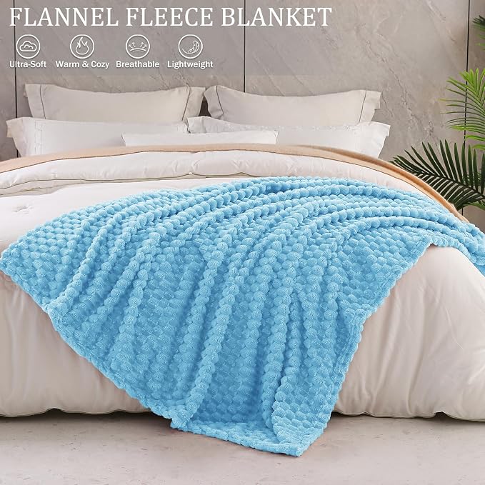 Exclusivo Mezcla 3D Fleece King Size Blanket for Bed, Blue | Extra Soft Fuzzy Plush Lightweight Bed Blankets, Cozy Fluffy Decorative Blankets for All Seasons, 90x104 Inches