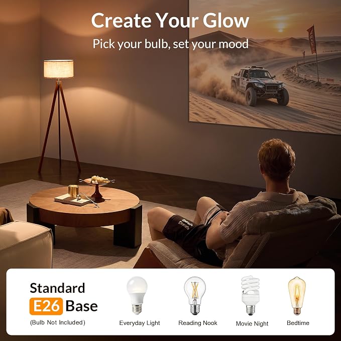 LEPOWER Tripod Floor Lamp Mid Century Modern Standing Lamps for Living Room | Light-Diffusing Linen Shade, Premium Rubberwood Tripod with E26 Base, Adding Warmth to Bedroom, Office & Study Corner Brown