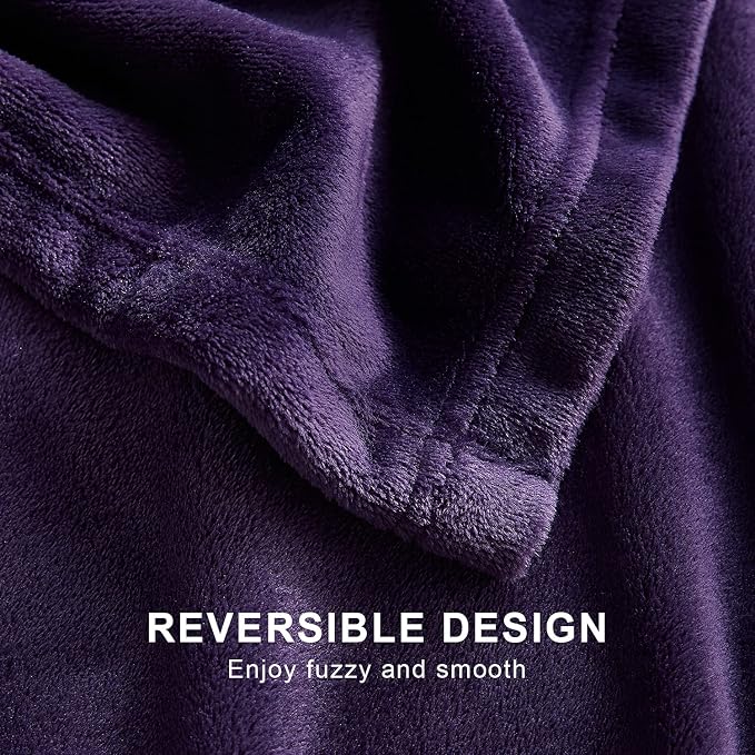 Hansleep Throw Purple Fleece Blanket, Soft Flannel Bed Blanket | Fuzzy Cozy Blanket 50x60 Inches, Multi-use for Bed, Sofa, Couch, Travel, Camping, All Season Warm Lightweight Cover