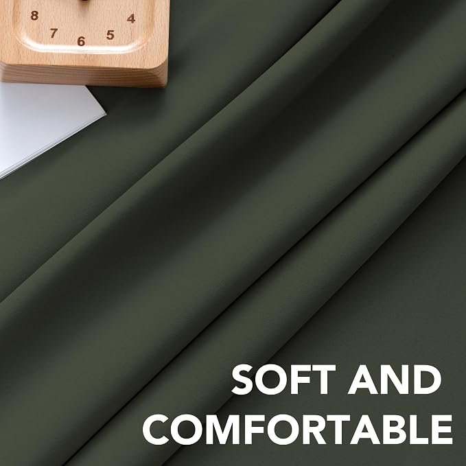 H.VERSAILTEX Blackout Curtains Thermal Insulated Window Treatment Panels Room Darkening Blackout Drapes for Living Room Back Tab/Rod Pocket Bedroom Draperies (2 Panels, Olive, 42 x 84 Inch)