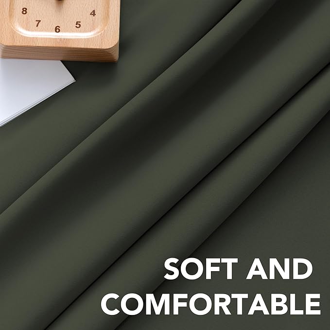 H.VERSAILTEX Blackout Curtains Thermal Insulated Window Treatment Panels Room Darkening Blackout Drapes for Living Room Back Tab/Rod Pocket Bedroom Draperies (2 Panels, Olive, 52 x 96 Inch)