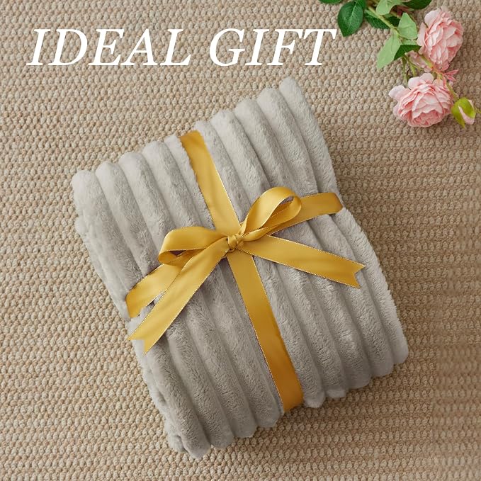 BEDELITE Ribbed Twin Blanket for Couch & Bed, Light Grey, 60"x80" | Ultra-Soft Plush Fleece, Cozy, Warm Yet Lightweight, Ribbed Texture, Home Decor, Machine Washable, Giftable, All-Season Use