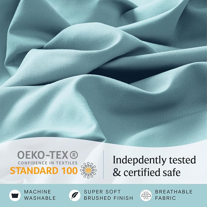 Split King Sheets for Adjustable Bed, Soft Deep Pocket Bed Sheets Set, 5PC | LuxClub Silky Fitted Sheet & Pillowcase Sets, Breathable Hotel Luxury Bedding for Mattress Wrinkle Free, Aqua