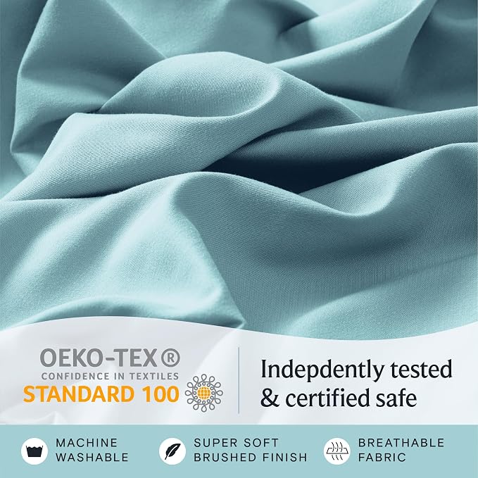 Twin XL Sheets Set, Deep Pocket Twin XL Size Bed Sheets, 4PC Soft Sheet Set | Luxclub Cooling Fitted Sheet & Pillowcase Sets, Breathable Hotel Luxury Bedding Wrinkle Free, Aqua