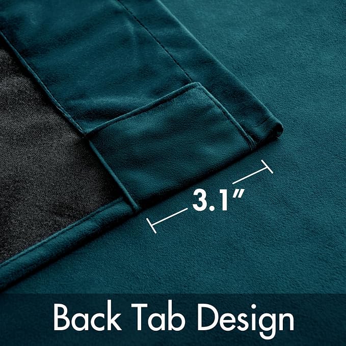 MIULEE Peacock Blue Velvet Curtains 52x96 inches 2 Panels Blackout Curtains | Luxury, Thermal Insulated, Super Soft Window Drapes for Bedroom Living Room, Rod Pocket & Back Tab