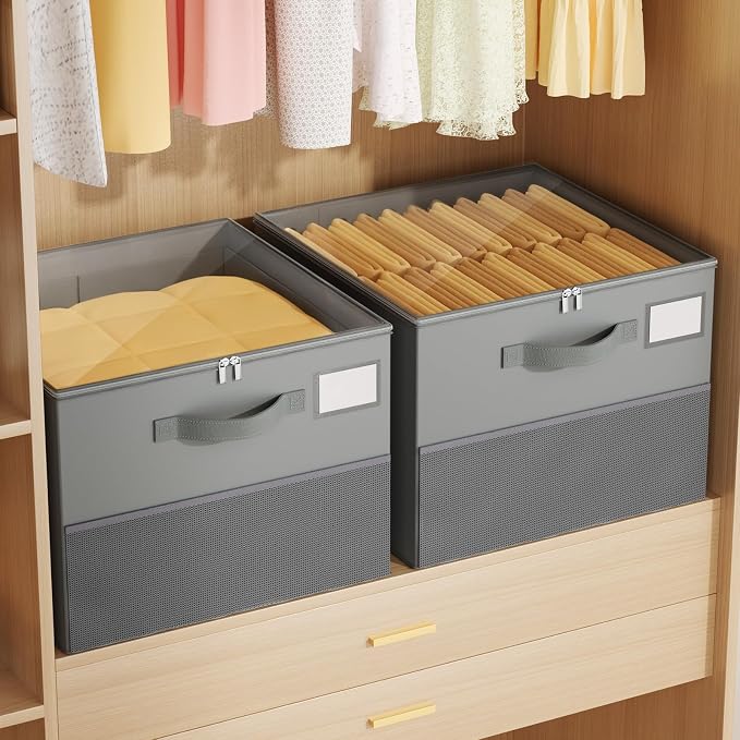 Large Reinforced Shoe Organizer for Closet with Adjustable Dividers, Gray | Customizable Compartments for Sneakers, Boots, Heels, Sandals, Clothes, Towels and Toys, Versatile Cube Storage Organizer