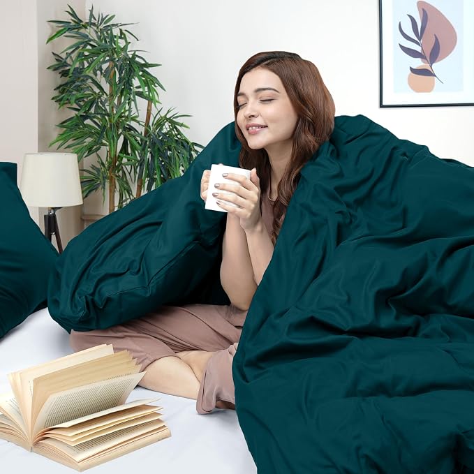 Duvet Cover Queen, 3 Piece Cotton Like Polyester With Zipper Closure, Teal | Extra Soft and Breathable, Wrinkle & Fade Resistant, Includes Duvet Cover and 2 Pillow Shams, Comforter Not Included, OekoTex