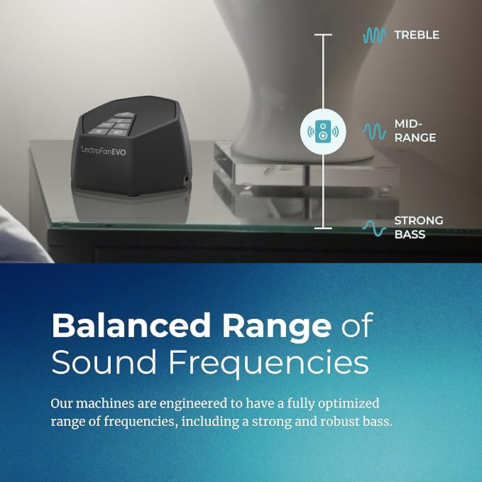 Adaptive Sound Technologies LectroFan EVO Sound Machine, Charcoal | Non-Looping Sound Machine for Sleep with Soothing Noise, Convenient Sleep Timer, Lightweight Build, USB Powered
