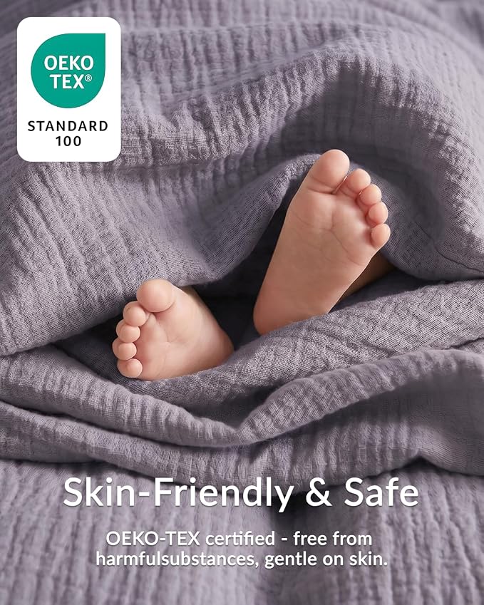 SE SOFTEXLY Muslin Duvet Cover Queen Size, 100% Washed Cotton Duvet Cover Set, Ultra Soft Comforter Cover Linen Like, 3 Pieces Minimalist Gauze Duvet Cover with 2 Pillowcases, 90"x90", Purple Grey