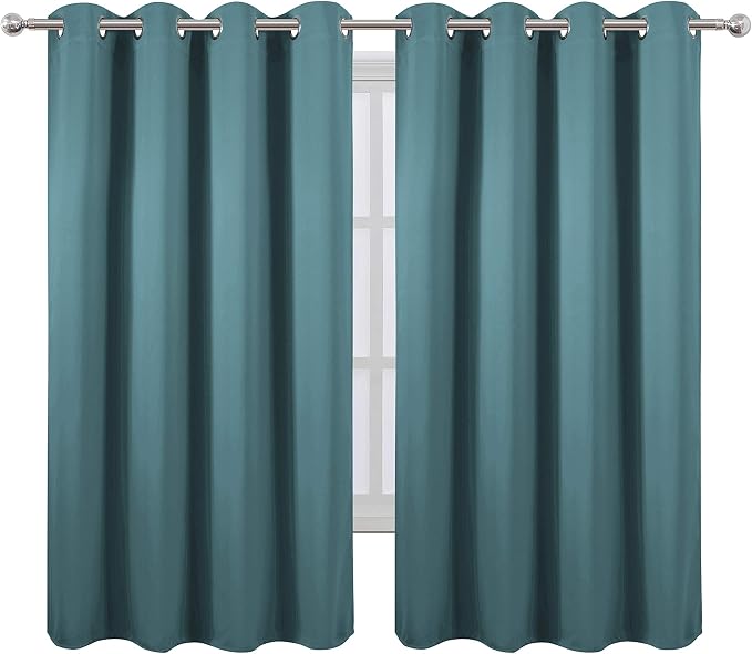 Sea Teal Thermal Blackout Curtains/52 x 72 Inch/Set of 2 Panels Room Darkening Curtains