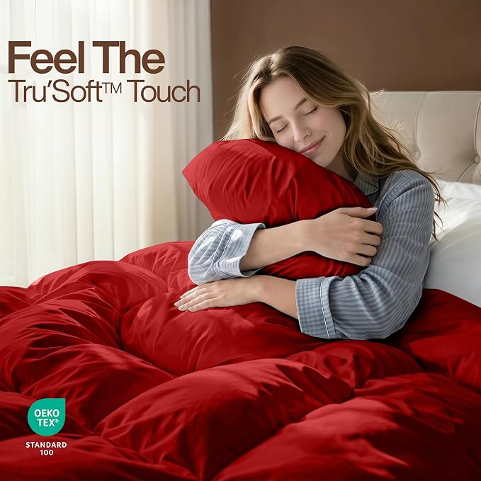 Utopia Bedding Twin Comforter, Duvet Insert, Red, 64 x 88 Inches | Soft and Fluffy Down Alternative Bed Comforter, All Season, Breathable, Corner Tabs, Box Stitched, Durable, Machine Washable