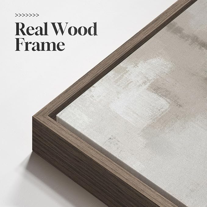 Large Framed Neutral Abstract Wall Art for Living Room, Horizontal 60x30 In | Modern beige brown pictures, Canvas prints, Wood frame, Minimalist artwork for walls, Wall decor for bedroom dining office