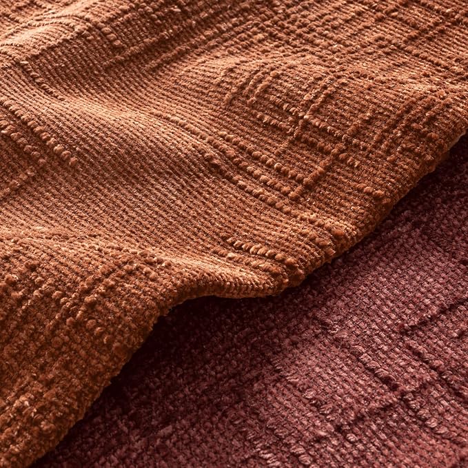 MIULEE Chenille Textured Fall Throw Pillow Covers Burnt Orange 18x18 | Set of 2, Slubby Decorative Pillows, Boho Farmhouse Home Decor, Modern Neutral Cushion Covers for Couch Sofa Bed Living Room