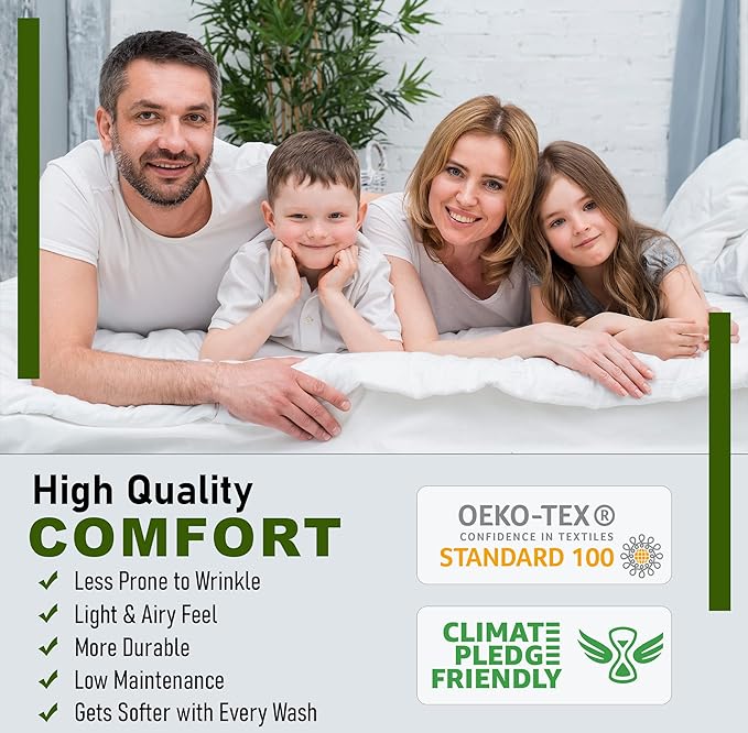 RUVANTI 100% Cotton Percale Sheets King Size, Spring On | Crisp Cooling, Deep Pocket 16", Soft Breathable & Durable, Hotel-Style, 4 Piece Set