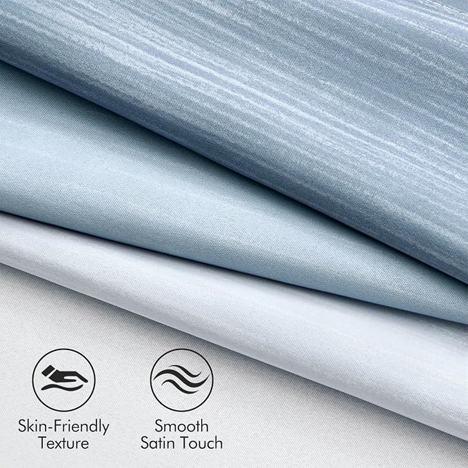 MIULEE Stone Blue and Greyish White Ombre Blackout Curtains 52Wx84L | Full Room Darkening,Thermal Insulated,84 Inch Long,Grommet Drapes for Bedroom/Living Room,Modern Window Treatments,Set of 2