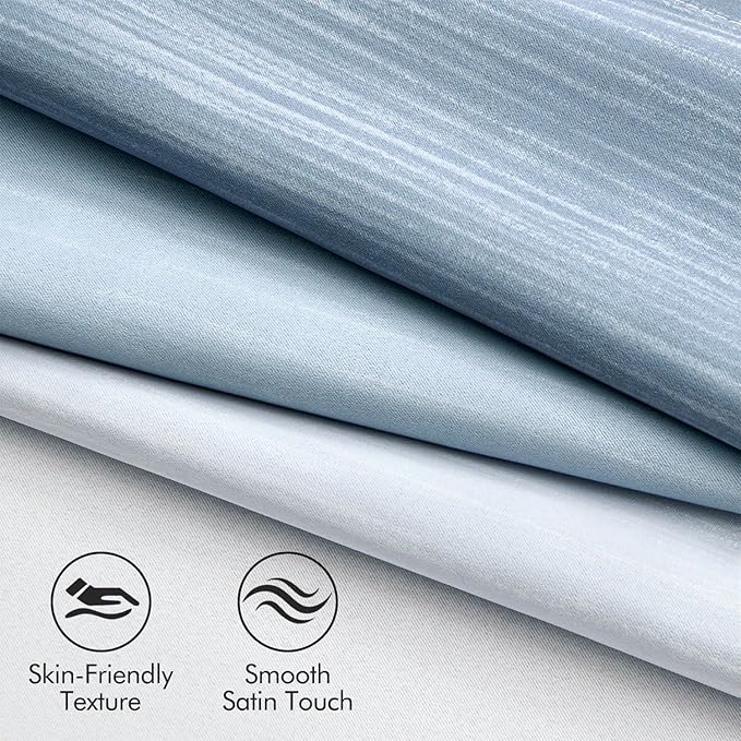 MIULEE Stone Blue and Greyish White Ombre Blackout Curtains 52Wx90L | Full Room Darkening,Thermal Insulated,90 Inch Long,Grommet Drapes for Bedroom/Living Room,Modern Window Treatments,Set of 2
