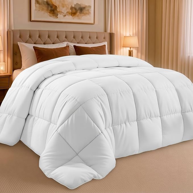 Utopia Bedding Full Size Comforter, Duvet Insert, White, 82 x 86 Inches | Soft and Fluffy Down Alternative Bed Comforter, All Season, Breathable, Corner Tabs, Box Stitched, Durable, Machine Washable