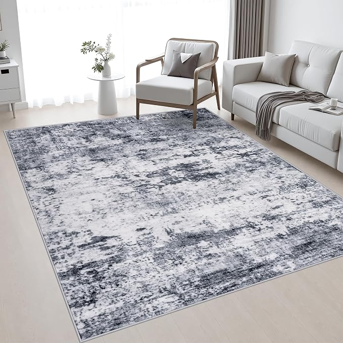 5x7 Area Rug Living Room: Modern Washable Indoor Soft Carpet Grey | For Bedroom Dining Room Farmhouse Nursery Hallway Office,Modern Abstract,Machine washable,Non-Slip,Stain Resistant,Indoor
