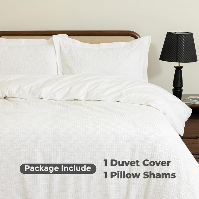Dreamology Twin Waffle Duvet Cover, Twin Duvet Cover Set, 100% Cotton | Waffle Weave Duvet Covers with Zipper Closure, Soft & Breathable Duvet Cover Set,Bedding Set Twin 2 Pieces (Cloud White)