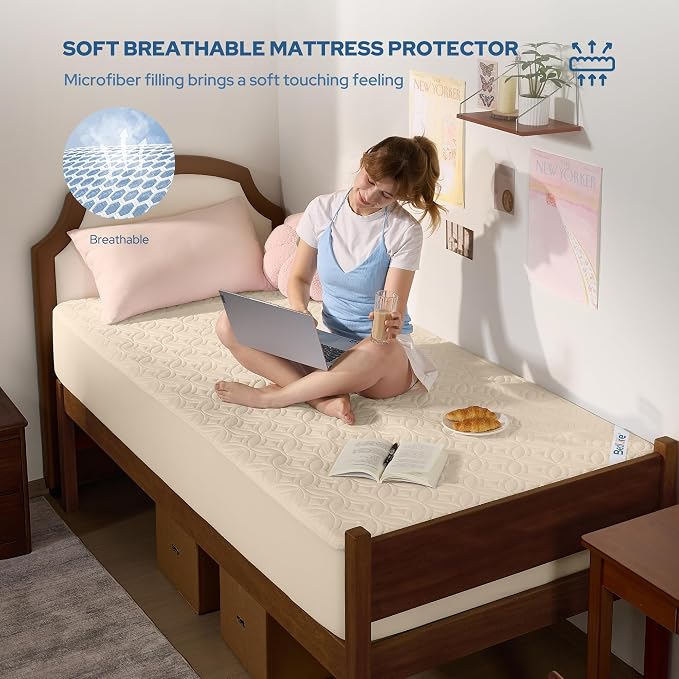 2 Pack Waterproof Mattress Protector Twin XL, Deep Pocket, for College Dorm | Bedlore Soft Breathable Bed Mattress Cover Pad, Fits 6-15 Inch Deep Mattresses, Ideal for Bedroom, Hotel, Beige