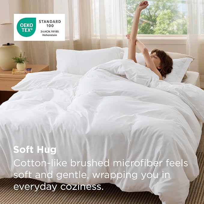Bedsure Duvet Cover Super Queen Size - Soft Double Brushed Bedding Set for Kids & Adults, Zipper Closure, 3 Pieces, Includes 1 Duvet Cover (98"x90") & 2 Pillow Shams, NO Comforter, White