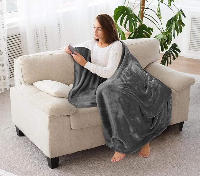 Utopia Bedding Ultra Soft Fleece Bed Blanket Throw Size Grey (50x60 Inches) | Microfiber Plush Warm Lightweight Breathable Cozy Blanket Anti-Static, All Season Use, Gift for Women and Men