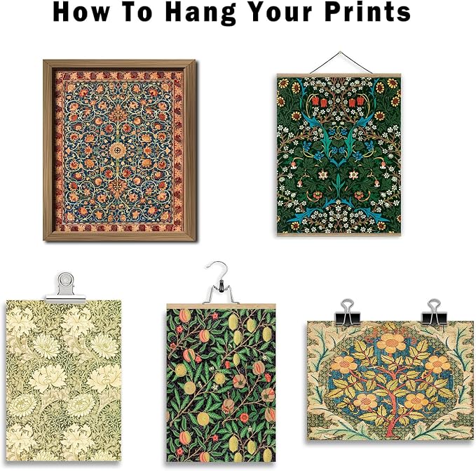 ANERZA 16 PCS William Morris Wall Art Decor, Floral Wall Prints for Bedroom, Vintage Artwork Posters for Room Aesthetic, Wall Collage Kit Pictures for Living Room, Colorful Dorm Gallery Home Decor