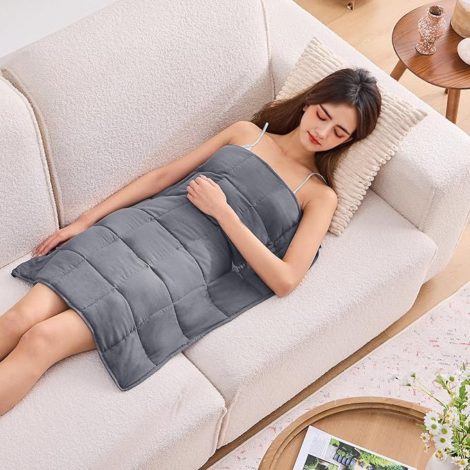 Weighted Blanket for Adults 5lbs, 29"x33", Cooling Heavy Throw Blanket, Microfiber Soft Big Blankets Weighted Comforter, Grey