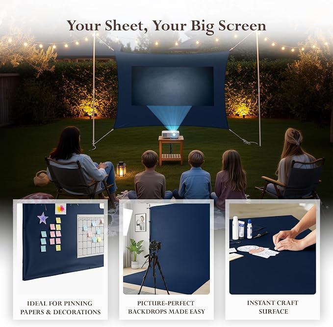 Queen Size Flat Sheet Only, Ultra Soft & Breathable Hotel Sheets, Navy | Hotel Bedding, Cooling Comfort, Smooth Feel, Wrinkle & Fade Resistant, Easy Care, Long-Lasting, Machine Washable, OEKO-TEX