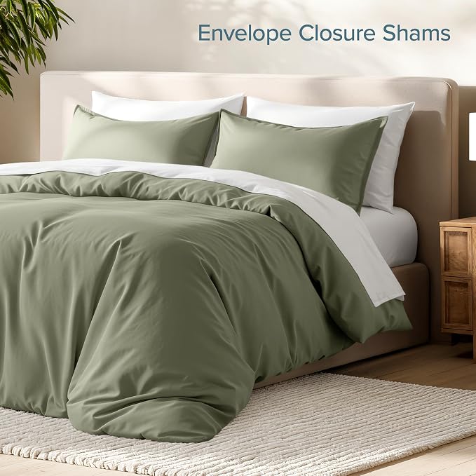 Bare Home Duvet Cover Set 1800 Ultra-Soft (Oversized King, Sage) | Lightweight, Cooling, Breathable, Premium 1800 Ultra-Soft, All-Season