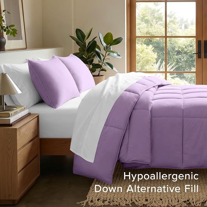 Bare Home Comforter Set - Cal King Size - Ultra-Soft - Goose Down Alternative - Premium 1800 Series - All Season Warmth (Cal King, Lavender)