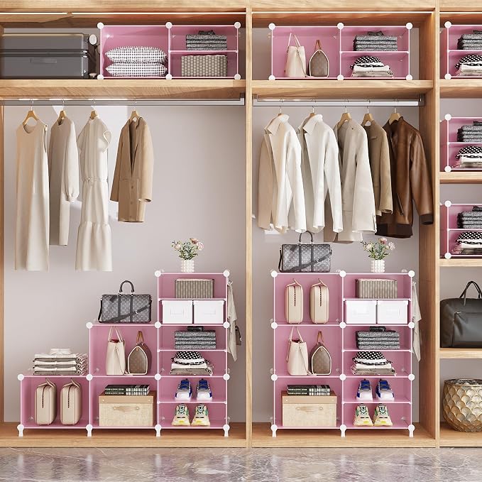 AWTATOS Closet Organizer 8 Cube Storage Shelves, Pink | Closet Storage, Clothes Organizers, Cubby Shelving for Closet Bedroom Living Room