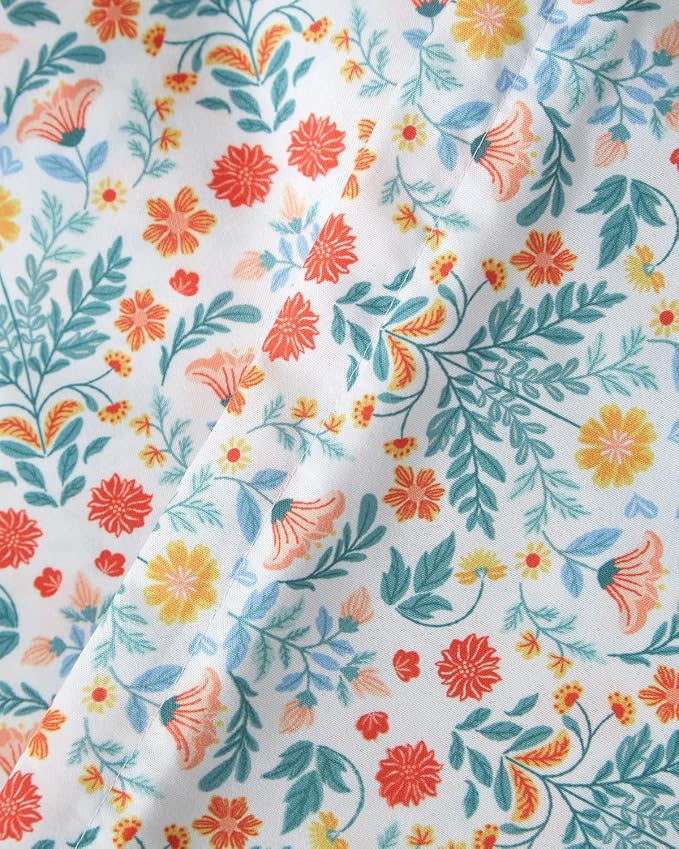 Duvet Cover Full Size - Floral Duvet Cover - 3 Piece - Amalfi Blooms | Soft Floral Duvet Cover 80 x 90 with 2 Pillow Shams, Zipper Closures & Ties, Floral Bedding for Women, Men, Kids & Teens