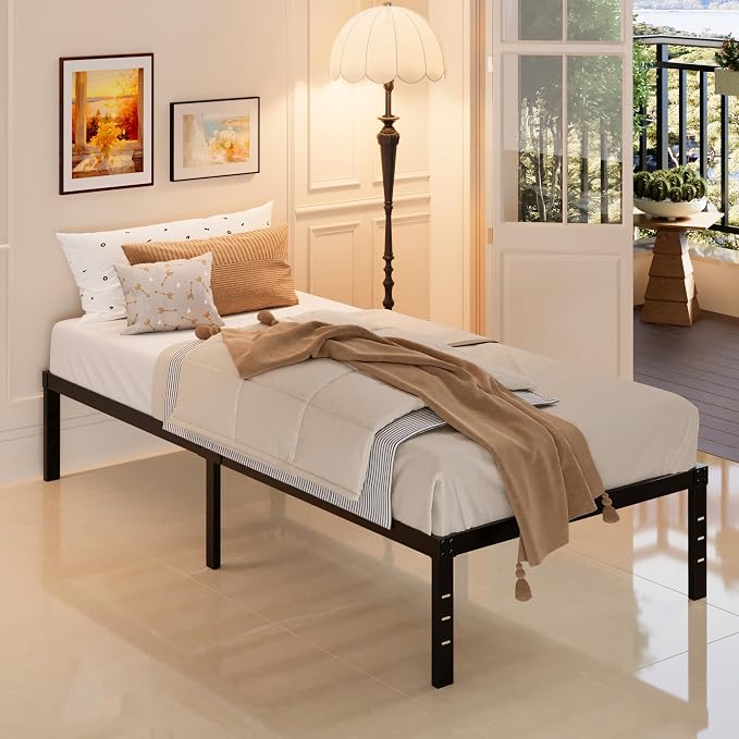 Maenizi Twin XL Bed Frames No Box Spring Needed, 14 Inch Heavy Duty Metal Twin XL Platform Bed Frame Support Up to 2500 lbs, Easy Assembly, Noise Free, Black | Twin xl Platform Bed Frame No Box Spring Needed, Easy Assembly, Noise Free, Black