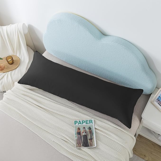 Ubauba Memory Foam Body Pillow with Cover, Full Large Body Pillows Insert for Adults with Envelope Closure Pillowcase, Firm & Fluffy Long Bed Pillows for Sleeping (20x54 inch, Pitch Black)