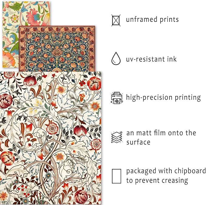ANERZA 16 PCS William Morris Wall Art Decor, Floral Wall Prints for Bedroom, Vintage Artwork Posters for Room Aesthetic, Wall Collage Kit Pictures for Living Room, Colorful Dorm Gallery Home Decor