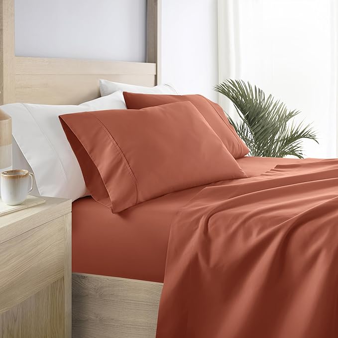 Linen Market Bed Sheets for California King Size Bed (Clay) - Sleep Better Than Ever with These Soft and Cooling California King Sheets - Deep Pocket Fits 16" Thick Beds - 4 Piece Cal King Sheet Set
