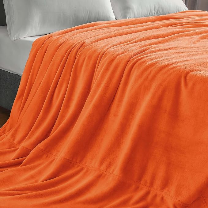 BEDELITE Fleece Blanket Soft Fall Oversized Bed Blanket Orange 120"x120" | Ultra Soft Fleece, Plush Microfiber, Lightweight Warmth, Fall Decor, Fade Resistant, Machine Washable, Perfect for Sharing