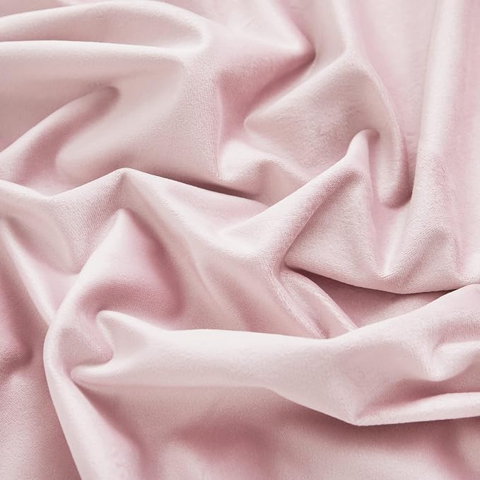 RYB HOME Blush Pink Velvet Curtains for Bedroom Living Room 63 inches | Thermal Insulated, Privacy UV Heat Blocking, Luxurious Soft Fabric, Back Tab, Drapes for Nursery Office, W42 x L63, 2 Panels