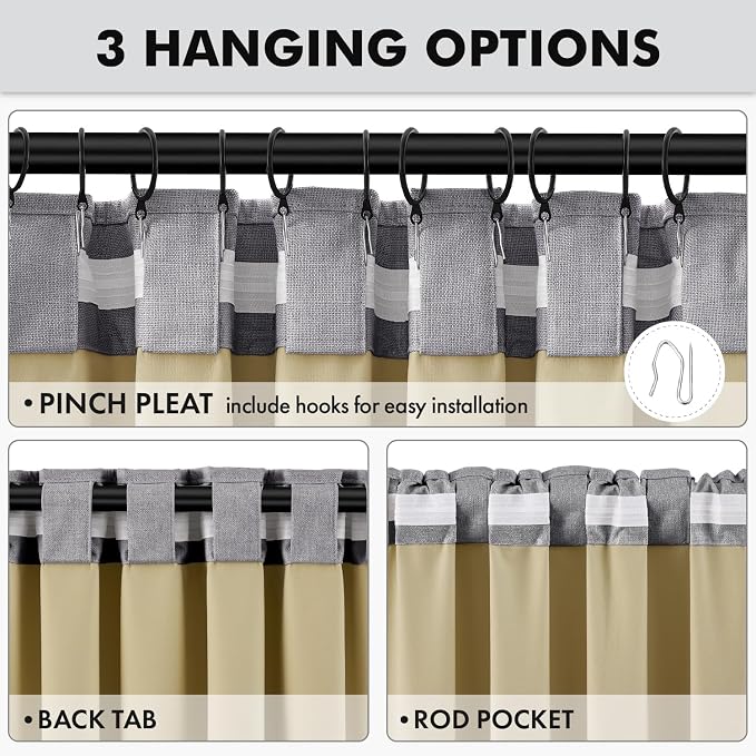 MIULEE 100% Blackout Linen Curtains 42 x 84 Inch Glacier Gray 2 Panels | Thermal Insulated, Room Darkening Drapes for Bedroom Living Room, Back Tab Rod Pocket Pinch Pleated, Solid Luxury Decor