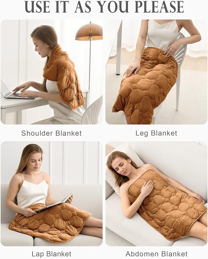 Cottonblue Small Weighted Lap Blanket Pad for Adults 7 lbs 24"x29", Brown | Luxury Crystal Velvet Weighted Blanket Pad, Washable Portable Travel Blankets for Sleeping Relaxation All Season, Washable